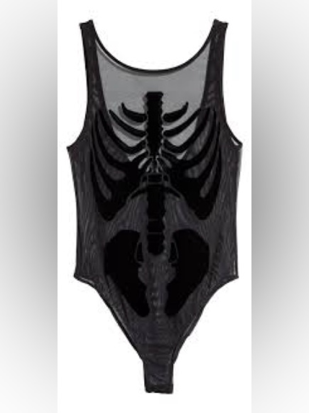 H&M Black Skeleton Mesh Bodysuit Size M Halloween